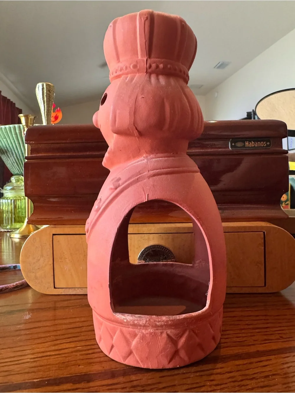 Terracotta King Candle Holder Pottery Tea Light 70s Danish Modern Japan Vintage